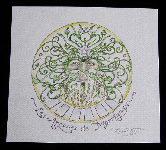 Les Arcanes de Morrigann: Aquarelle logo Green Man Lisa Hunt